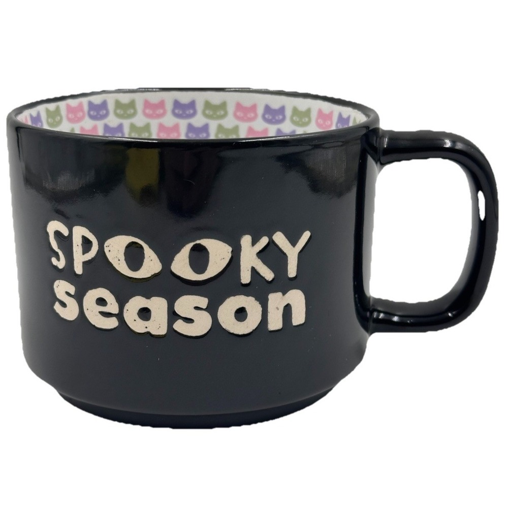 Spooky Season Black Cat Halloween Mug 19 oz Delilah Jane Black Ceramic